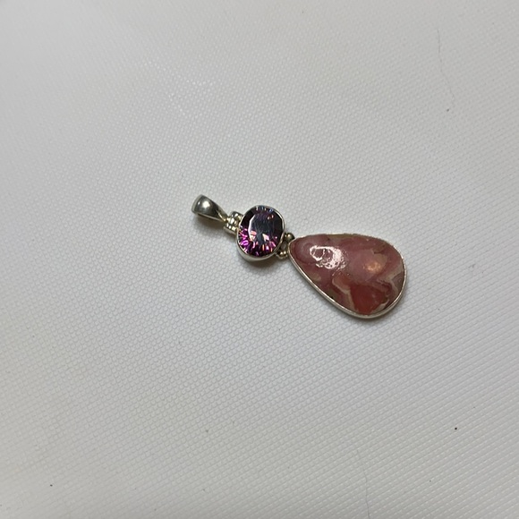 Rhodochrosite and Mystic Topaz Pendant - Picture 2 of 4